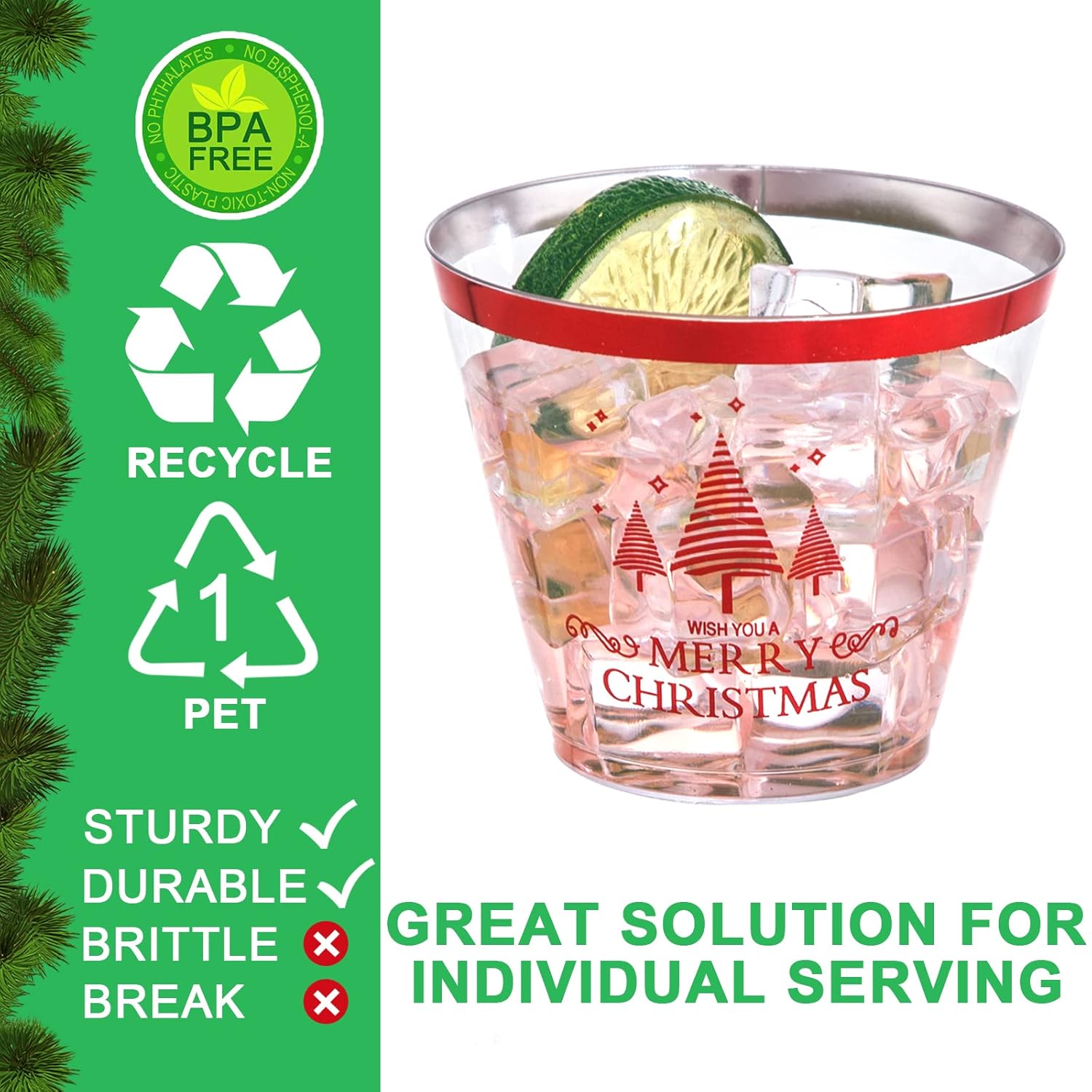 60Pcs Christmas Party Cups, 9Oz Merry Christmas Cups, Christmas Disposable Plastic Cups For Daily Use, Holiday Party Supplies