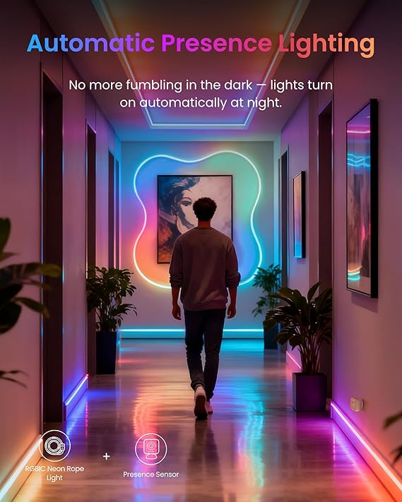 RGBIC Neon Rope Light 5M Matter Compatible LED Strip Lights with Music Sync Smart Home Control