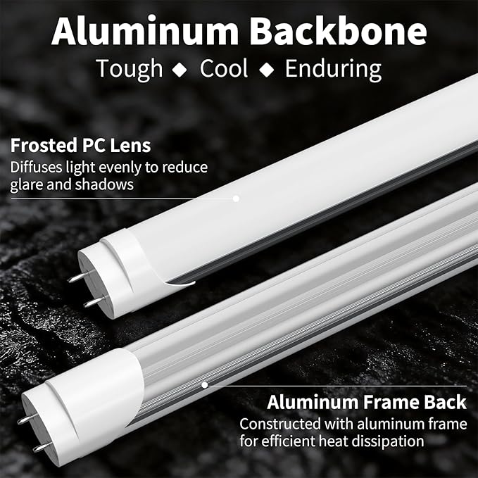 2 Pack 4FT T8 LED Bulbs 24W 3200LM 5000K Type A B Fluorescent Tube Replacement