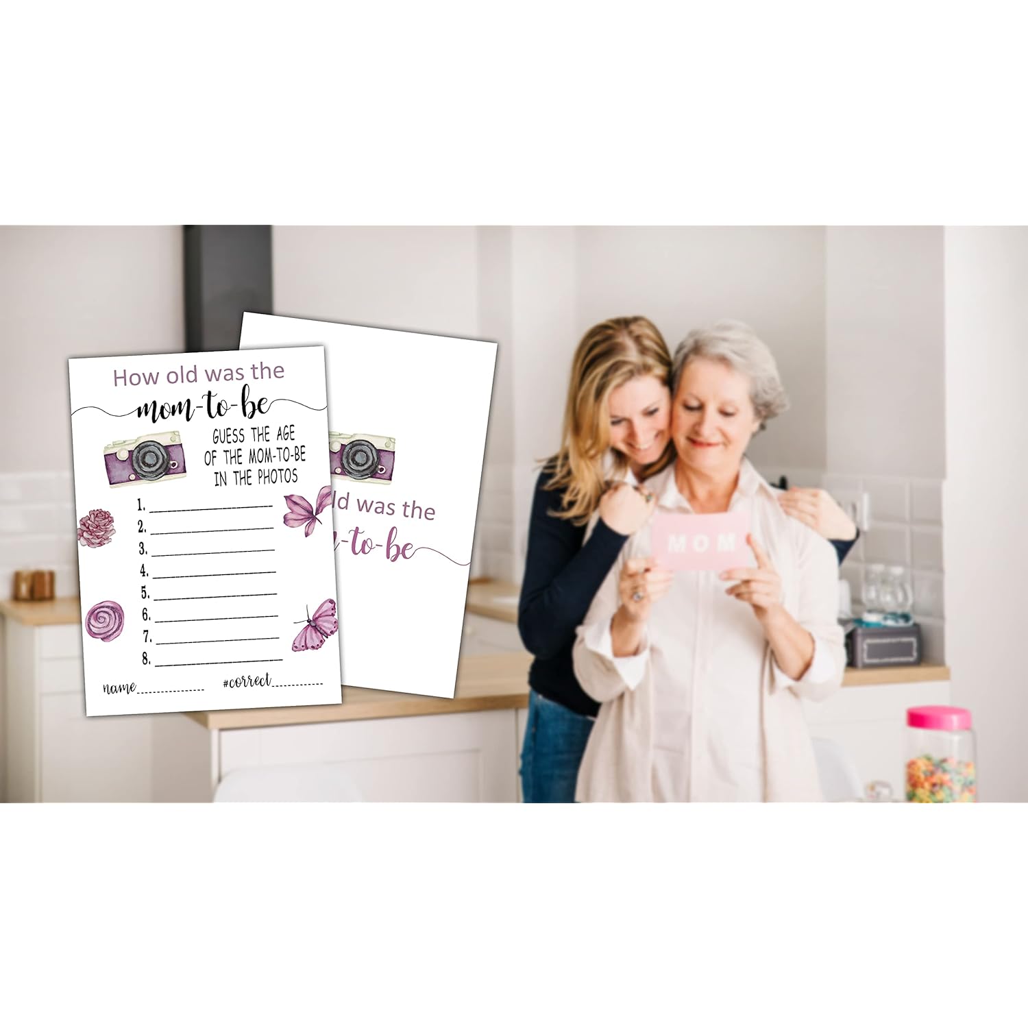Baby Shower Games - How Old Was The Mom-To-Be Card Game - Baby Shower Game - The Mom-To-Be Age Game - Pregnancy Accounment/Gender Reveal Party Supplies Decorations(01)