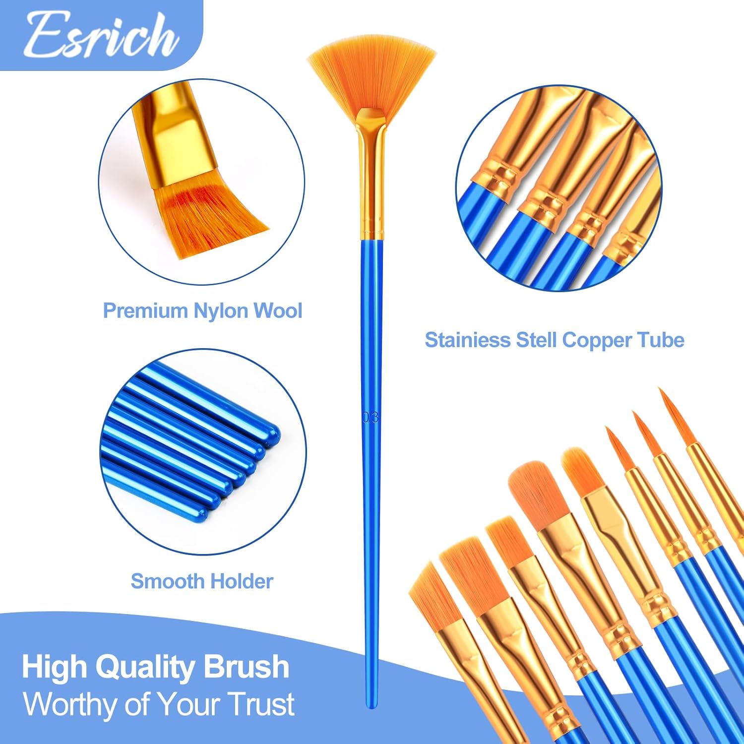 Paint Brushes Set,20 Pack 240 Pcs Nylon Hair Paintbrushes Round-Pointed Tip Paint Brush,Artist Paint Brushes For Acrylic Painting,Acrylic Oil Watercolor Face Arts,Kids Adult Drawing