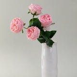 Artificial Austin Roses Valentines Day Decoration, 4 Pcs Real Touch Fake Flowers With Moist Fabric Petals, 17.7 Inch Fake Peonies For Wedding Home Decor(Pink)
