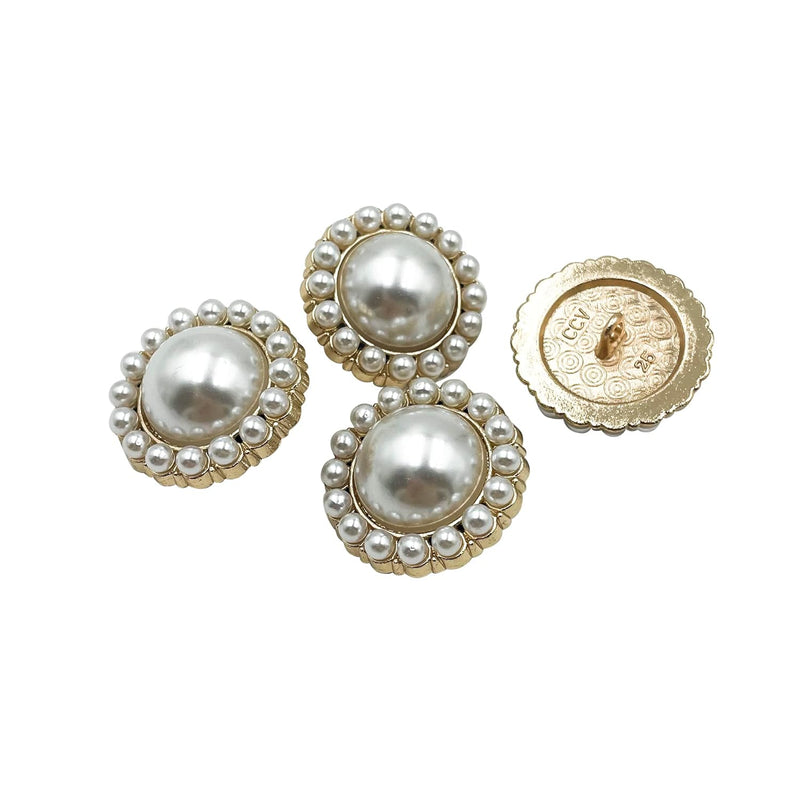 25Mm Retro Women Coat Gold Metal Pearl Buttons,For Clothes, Sweaters,Blazer,Su