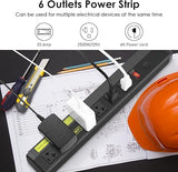 Heavy Duty 20A Surge Protector Power Strip 6 Outlets 4800J 12AWG 6FT Extension Cord