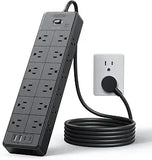 Large 24 Outlet Surge Protector Power Strip 5FT Extension Cord 4000 Joules