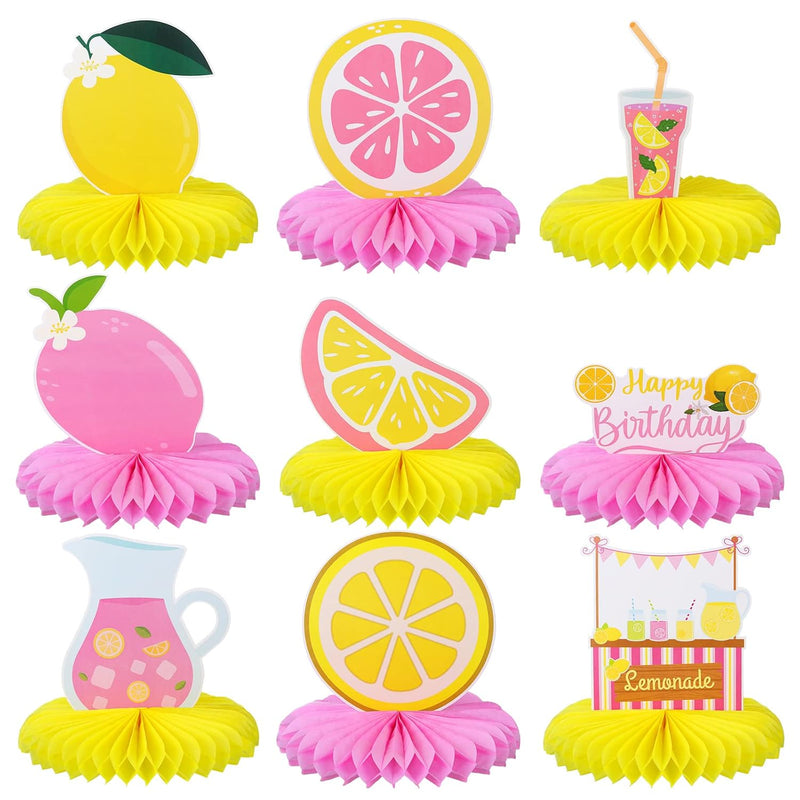 9 Pcs Pink Lemonade Party Honeycomb Centerpieces Lemon Honeycomb Cente