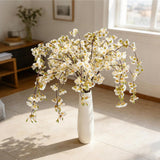 4Pcs 46Inch Hanging Artificial Cherry Blossom Flower Branches Silk Cherry Blossom Flowers Long Stem For Spring Wedding Home Party Table Centerpieces Indoor Outdoor Decor?White?
