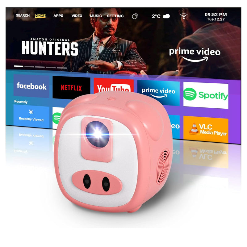 1080P Android Video Projector Built-In 10000+ Apps Youtube Netflix Prime 5G Wi