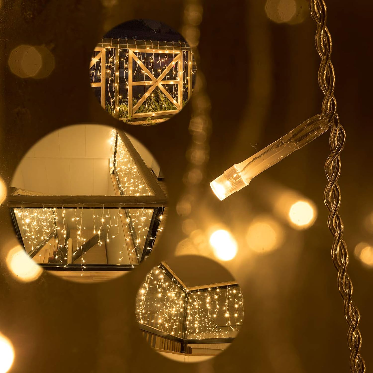 400Led 32Ft Icicle Lights Curtain Fairy Light Christmas String Dripping Lights8 Modes For Christmas Thanksgiving Wedding