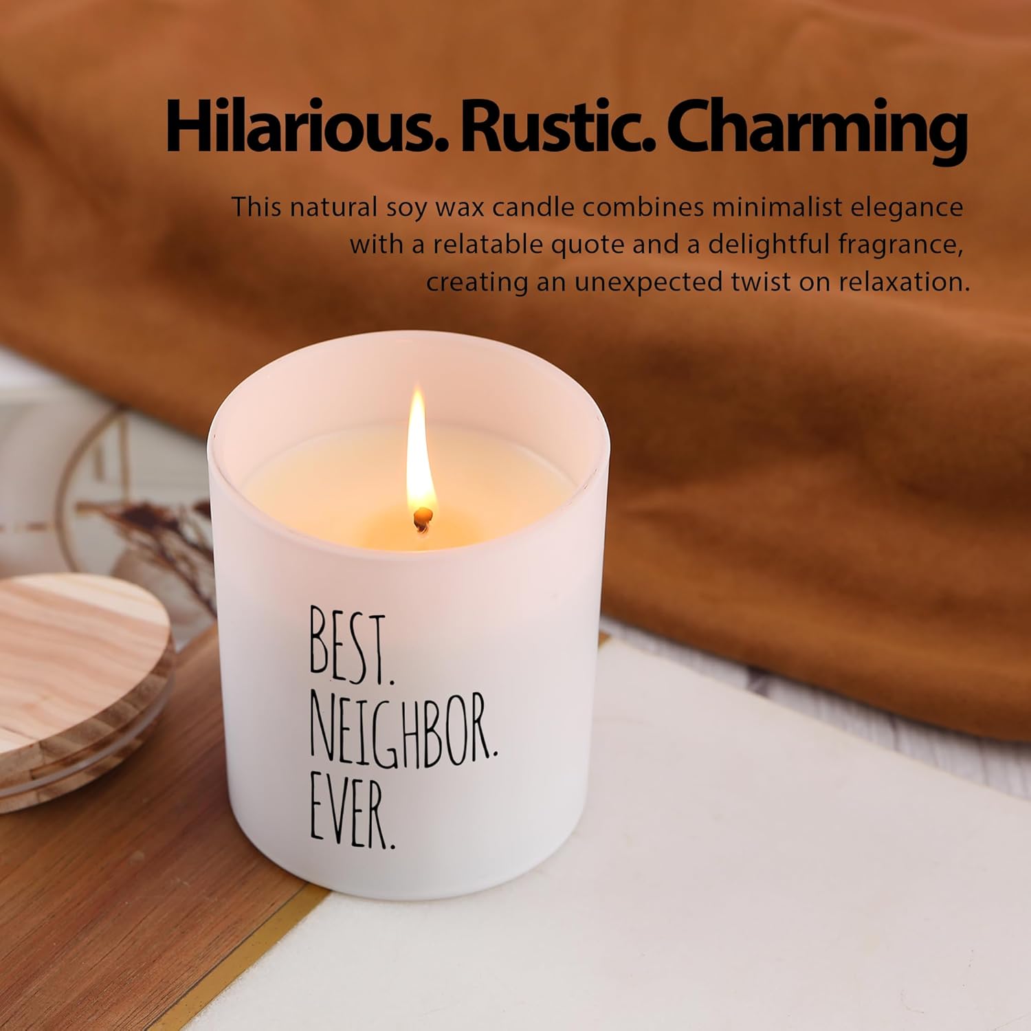 Best Neighbor Ever Neighbor Gifts Scented Candle For Home Office Housewarming Gifts Jar Candles Sage Floral Lavender Scent 9.5 Oz