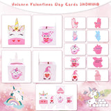 Valentine Boxes 33 Pieces Unicorn Valentines Day Cards And Valentine Mailbox For Classroom Exchange Party Supplies (1 Unicorn Mailbox, 32 Valentine Cards, 1 Teacher Card) (Style B)