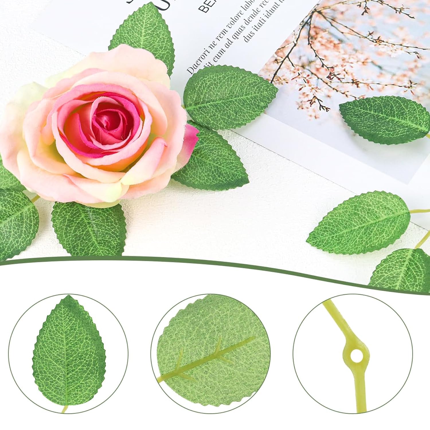 50Pcs Artificial Green Leaves, Rose Leaves Artificial, Bulk Fake Leaves Greenery Leaves For Diy Wedding Birthday Party Bridal Shower Bouquets Centerpieces Home Decorations