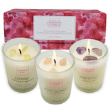 Soy Candles With Healing Crystals. Citrine, Rose Quartz, Amethyst Crystal. Eucalyptus + Lemongrass, Jasmine + Sandalwood, Clary Sage + Lavender. 3Pc Scented Candle Set, 2.47Oz Each