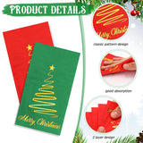 200 Pcs Christmas Guest Napkins Gold Foil Red Green Merry Christmas Paper Napkins Bathroom Disposable Hand Towels For Xmas Winter Party Supplies Bathroom Kitchen Decor