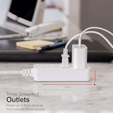 Surge Protector Power Strip 3 Outlets 8FT Braided Extension Cord Flat Plug Black