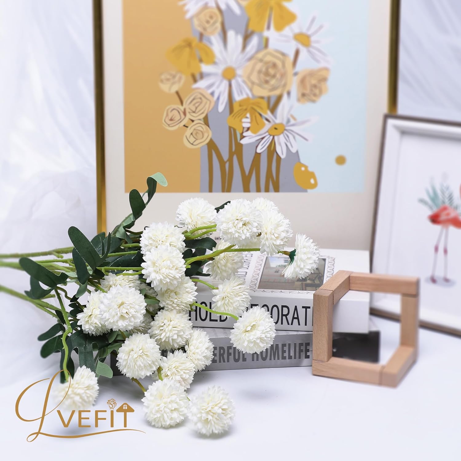 10 Pcs White Kiku Flower Fake Mums Long Stem Flowers,Faux Kiku Flower Bulk,Silk Flowers Mini Chrysanthemum Floral Arrangements,Artificial Flowers Chrysanth Mini Fake Flower