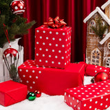 Red Wrapping Paper,Reversible Gift Wrap Paper With Polka Dot Design For Girls,Birthday,Valentine'S Day,Mother'S Day(17 Inch X 32.8 Feet)