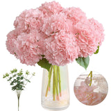 Fake Hydrangea Artificial Flowers With Vase 4Pcs Real Touch Faux Hydrangea With 3Pcs Eucalyptus Stems For Wedding Centerpiece Home Party Table Decoration?Pink?