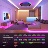 13 Inch LED Ceiling Light with Remote Color Changing Black Flush Mount Fixture