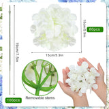 60 Pieces Silk White Hydrangea Artificial Flowers Heads Full Hydrangea Flowers With 100 Pcs Stems Faux White For Wedding Centerpieces Long Fake Bouquet For Home Decor Indoor Garden