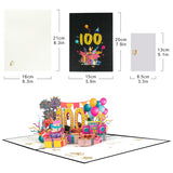 100 Years 0Ld Balloon Gift Pop Up Happy Birthday Greeting Card, Ideal Love Gift For Adult And Kid With Blank Note & Envelope, Celebration For Daughter, Son, Mom, Dad, Friend, Children