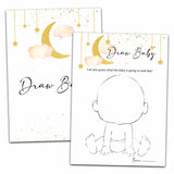Baby Shower Party Games, Draw Baby Minimal Baby Shower Game, 25 Moon And Stars Gender Reveal Party Games Cards (5" X 7"), Over The Moon Baby Shower Supplies Decorations -08