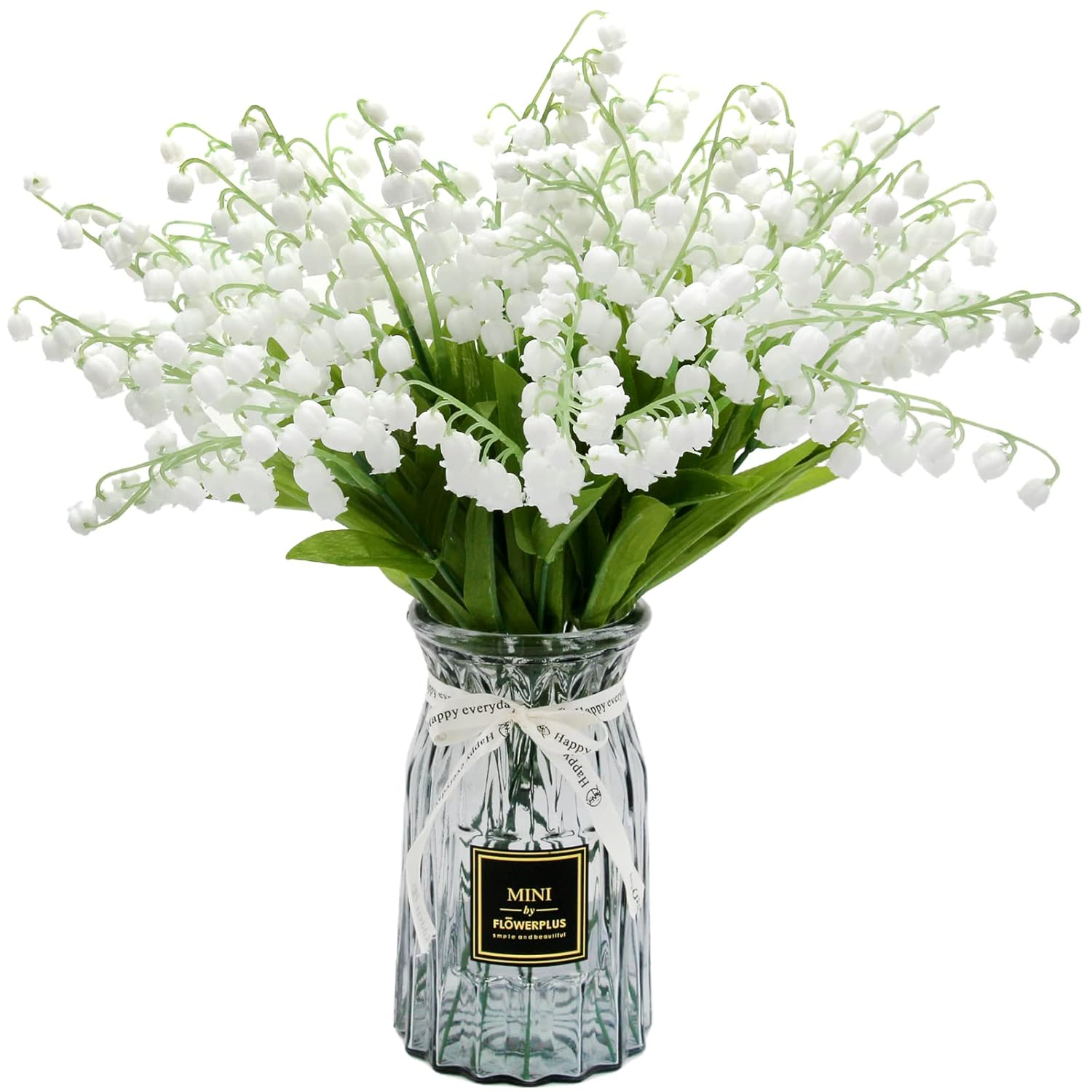 12 Pcs Artificial Lily Of The Valley Faux White Bell Flowers Wind Chime Orchid Wedding Bouquet, May Flower For Home Garden Wedding Party (12)