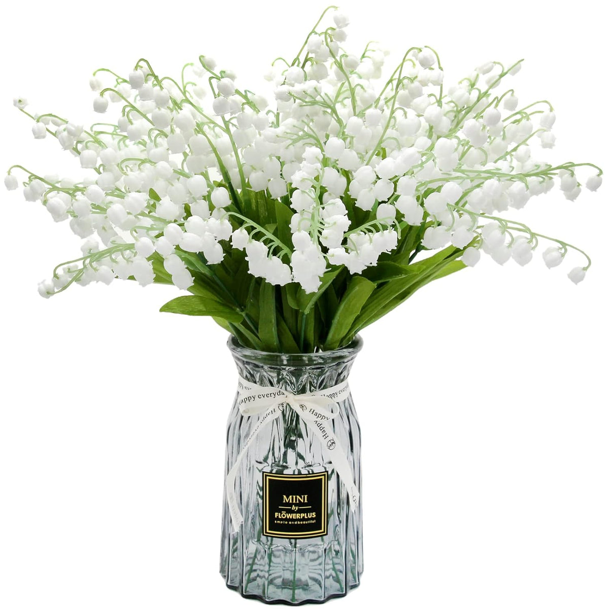12 Pcs Artificial Lily Of The Valley Faux White Bell Flowers Wind Chime Orchid Wedding Bouquet, May Flower For Home Garden Wedding Party (12)