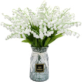 12 Pcs Artificial Lily Of The Valley Faux White Bell Flowers Wind Chime Orchid Wedding Bouquet, May Flower For Home Garden Wedding Party (12)