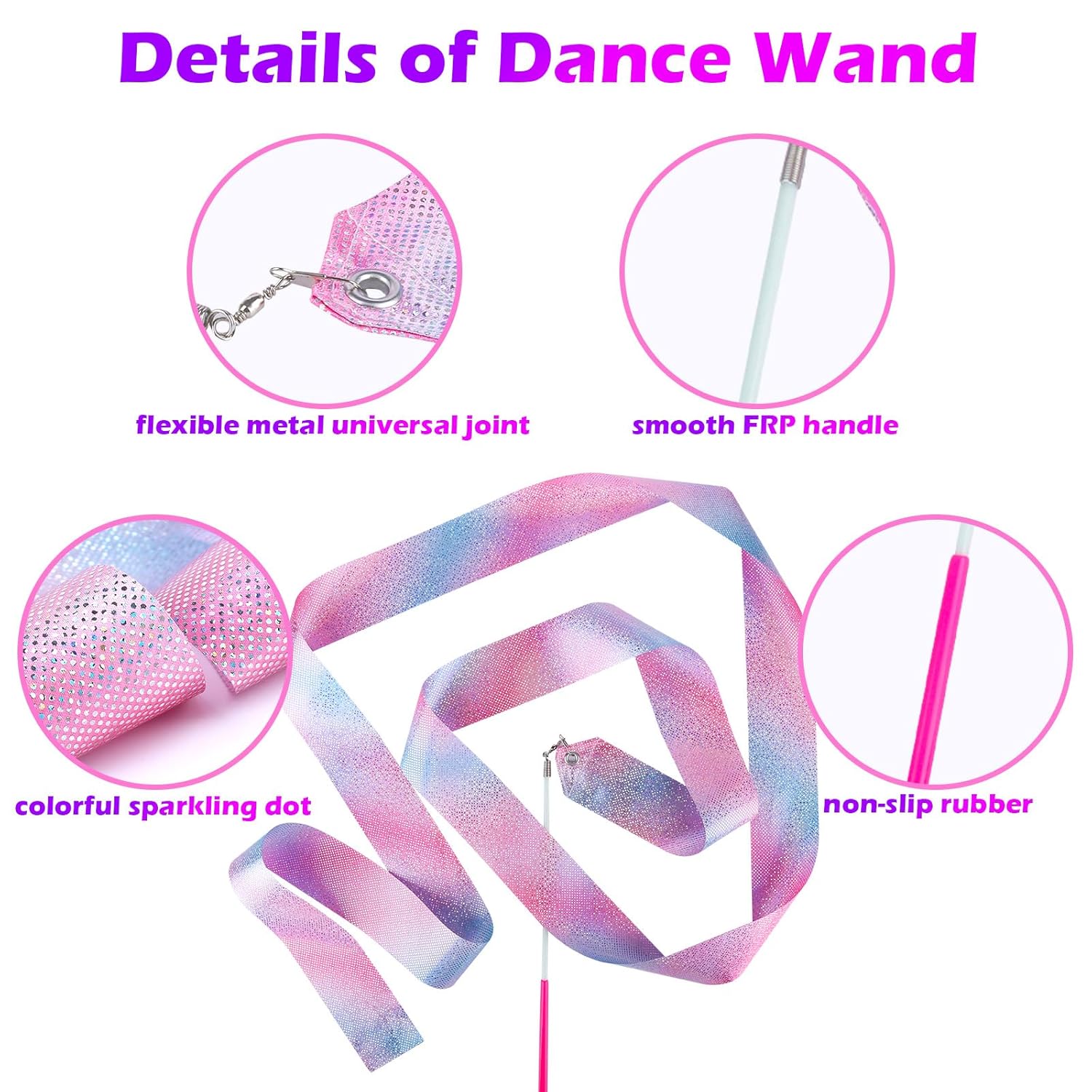 14Pcs Sparkling Dance Ribbon For Kids Girls Princess Mermaid Ballet Ballerina Gymnastics Birthday Party Favors Decorations, Kids Twirling Streamer Ribbon Dancer Wands For Outdoor Toys