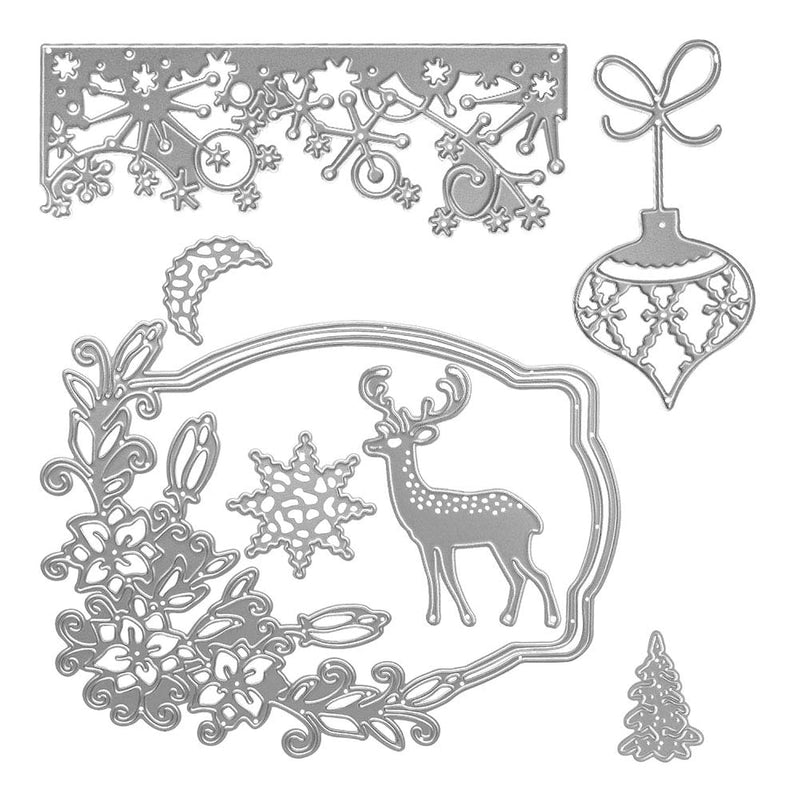 Metal Christmas Cutting Dies Lantern Deer Frame Border Embossing Stenc