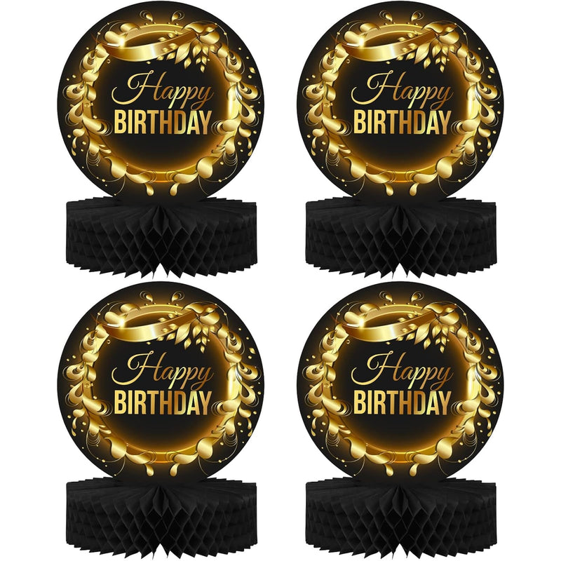 Happy Birthday Table Decorations Centerpieces - 4-Pack Double Sided Ha