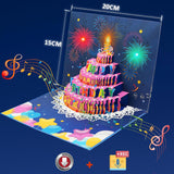 Birthday Cards, 3D Pop Up Birthday Present Greeting Card With Light And Music Birthday Cake Happy Birthday Cards For Women Men Kids Husband Wife Mom Dad Daughter Son Old Adults People Etc.