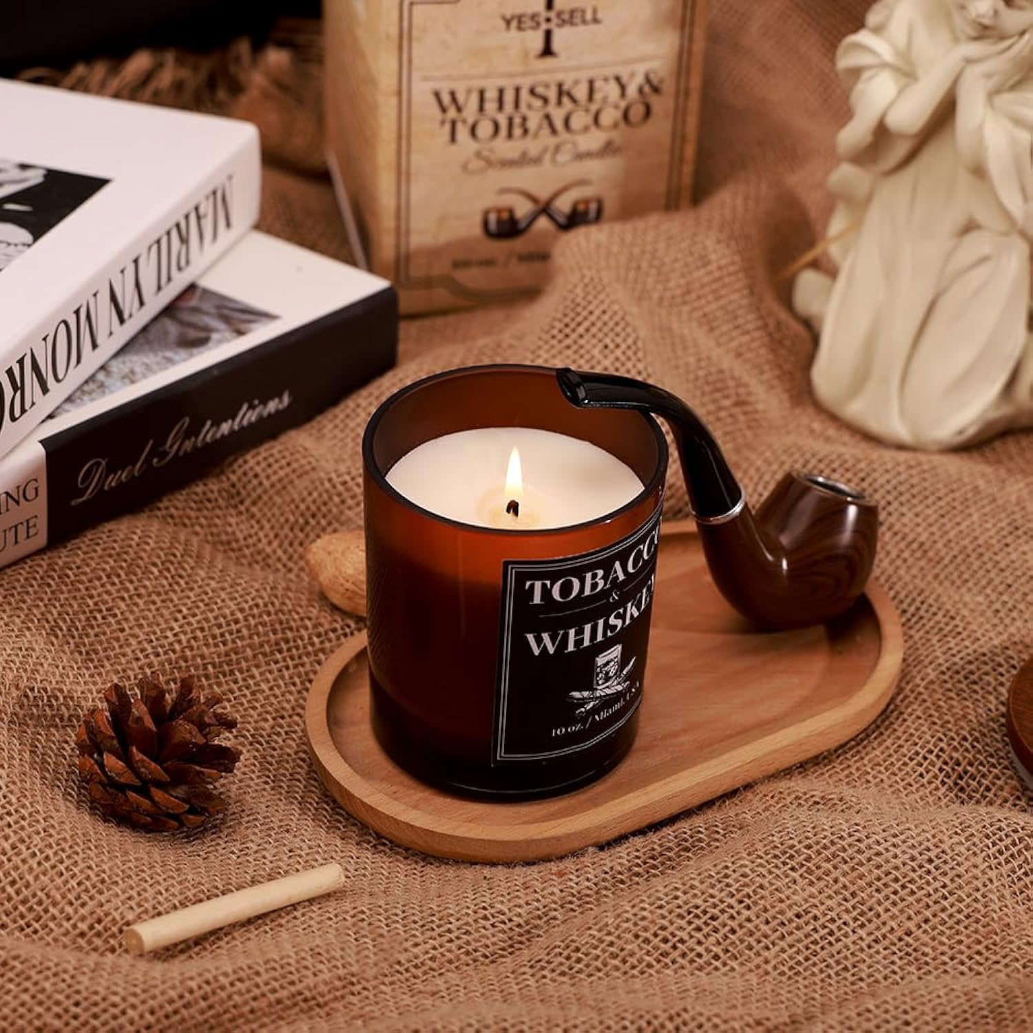 Whiskey Scented Candles For Women - Luxury Candle 100% Soy Wax - Women'S Gifts With Natural Soy Blend, Room Filling, No-Toxic, Gift Box And Includes Candle Snuffer, 10Oz 50 Hours Burn