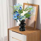 Fake Flowers In Vase, Artificial Flowers With Vase, Faux Flowers Arrangement Decoration For Farmhouse Dining Table Decor, Coffee Table Centerpiece Home Decor(Blue Iris)