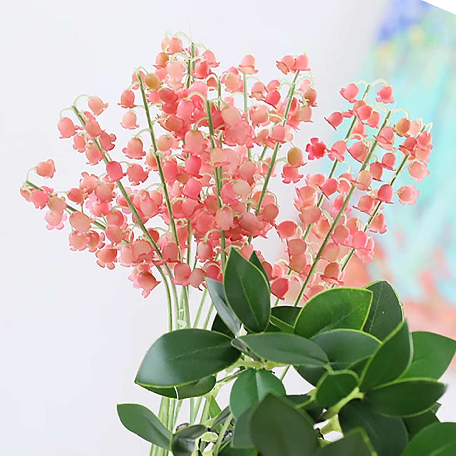 21Pcs Artificial Lily Of The Valley Pink Flowers Bell Orchid Flower Wedding Bouquet For Home Office Garden Wedding Party Decor