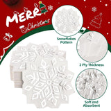 200 Pack Snowflake Paper Napkins Silver Foil Snowflake Disposable Luncheon Napkins For Winter Party Christmas Table Decor, 4 Design