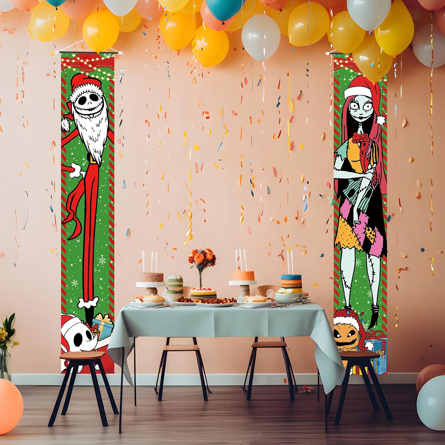 Christmas Decorations, Jack Sally Banners Xmas Porch Signs Christmas Decor Nightmare Merry Christmas Banner Before Welcome Wall Home Indoor Outdoor Party