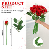 108 Pcs Artificial Silk Rose Bouquet Flowers Bulk Fake Roses With Stem Plastic Realistic Faux Floral For Spring Craft Wedding Bridal Shower Table Centerpieces Party Vase Garden Decor(Red)