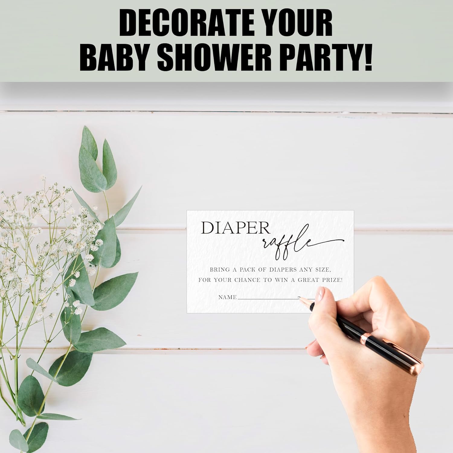 3.5 X 2.1 Inches Baby Shower Diaper Raffle Tickets, 50 Pcs Minimalism White Tickets For For Girl Or Boy Baby Shower Invitations?Baby Shower Game, Gender Reveal Game, Baby Shower Activity Supplies-A01