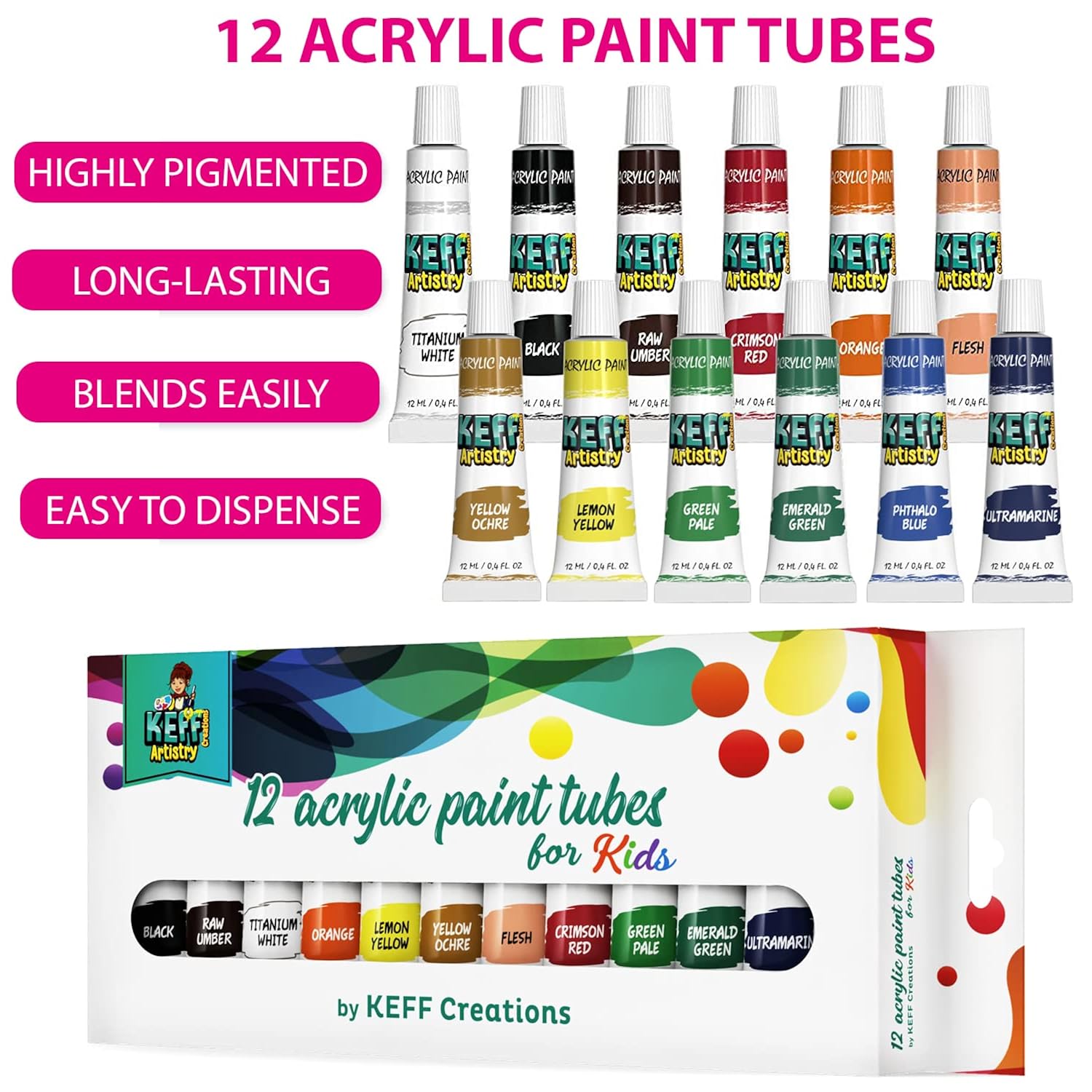 Acrylic Paint Set For Kids - Non Toxic Washable Paint - 32 Pcs Painting Kit For Kids With Blank & Pre-Drawn Canvas Boards, Wooden Easel, Brushes, Mixing Palette, Washing Cup & Pink Smock