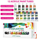 Acrylic Paint Set For Kids - Non Toxic Washable Paint - 32 Pcs Painting Kit For Kids With Blank & Pre-Drawn Canvas Boards, Wooden Easel, Brushes, Mixing Palette, Washing Cup & Pink Smock