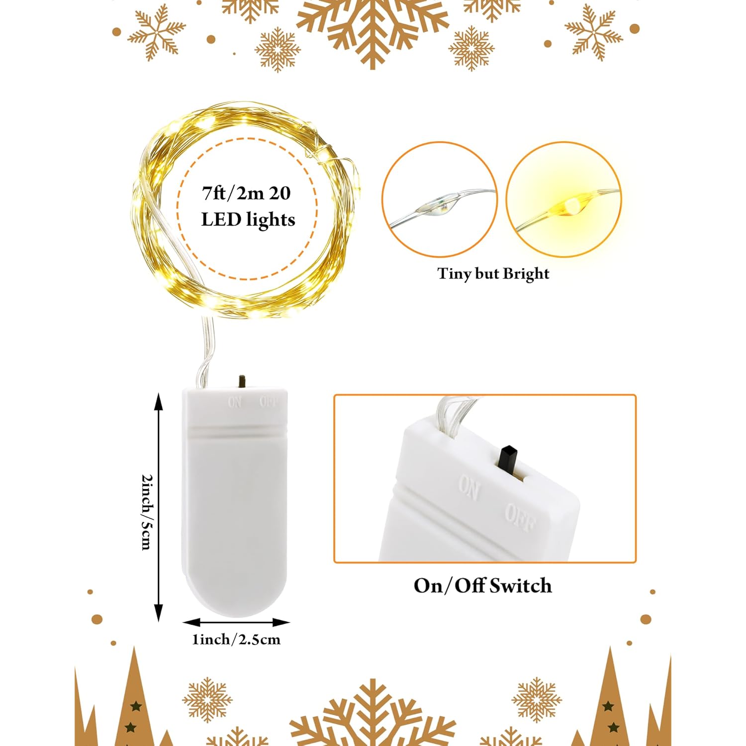 50 Pack 7Ft 20 Fairy Lights Battery Operated [3 Styles], Led String Lights Bulk Waterproof String For Christmas Mason Ja