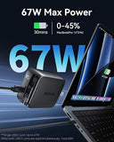 67W Retractable USB C Fast Charger with Built In Cable Dual Port GaN Wall Charger