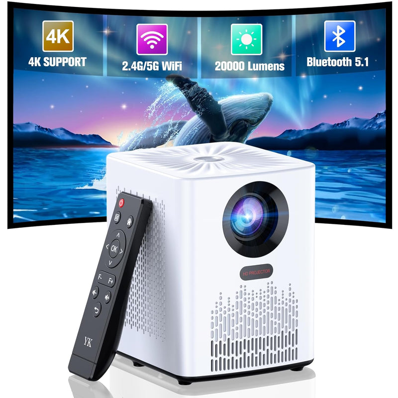 Projector With Wifi And Bluetooth, 5G Wifi 4K Hd 20000L Portable Movie Project