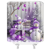 Christmas Snowman Shower Curtain Winter Holiday Cute Snowman Pine Tree Xmas Ball Funny Nature Rustic Merry Christmas Fabric Bathroom Decor Curtain With Hooks,70Wx70H Inches