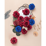 25Pcs Artificial Roses Flowers Fake Roses With Stems Real Touch Foam Flowers For Diy Wedding Bouquet Party Centerpiece Floral Arrangement Party Home Decor(Dark Red)