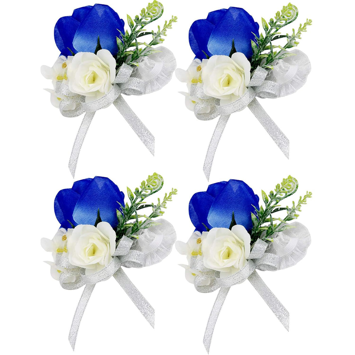 Handmade Rose Wrist Flower Artificial Hand Flower With Ribbon 4 Pcs For Bride Groom Wedding Prom Party