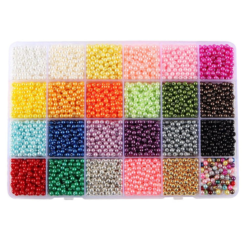 2880Pcs 5Mm Pearl Beads For Crafts, 24 Colors Round Pearls Beads With