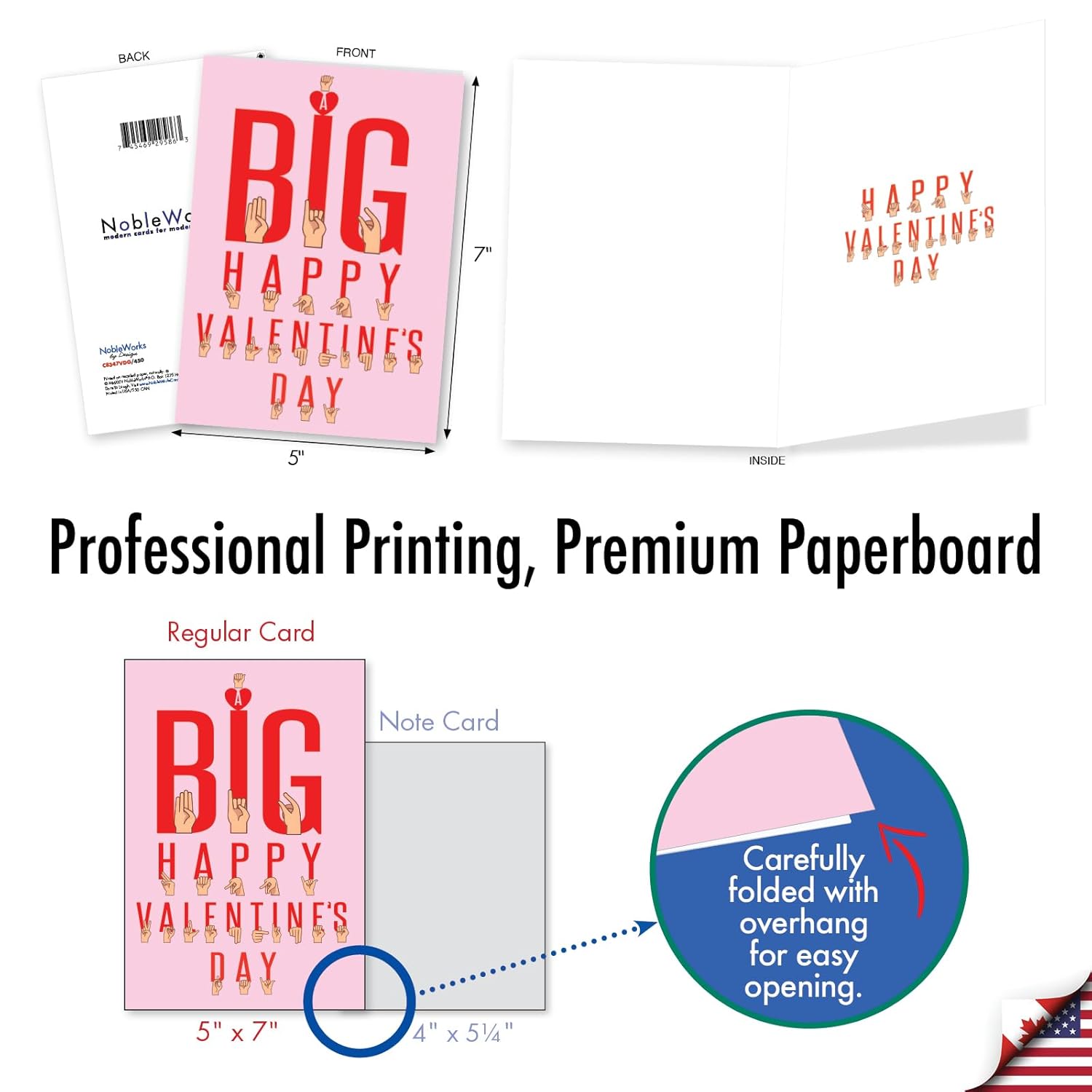 Funny Valentine'S Day Greeting Card With 5 X 7 Inch Envelope For Men And Women (1 Card) Sign Language - Love C8347Vdg